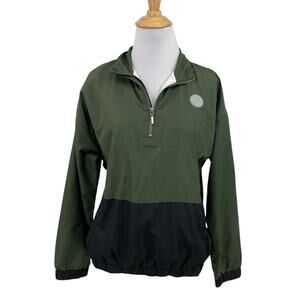 Zyia Active Jacket Womens XS Extra Small Avocado Black Rain Windbreaker 1/4 Zip